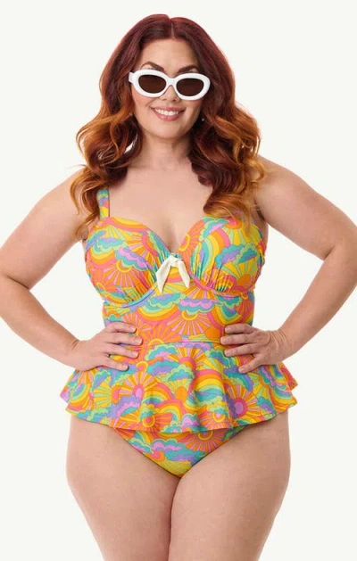 Unique Vintage Plus Size Peplum Solana Tankini Swim Top