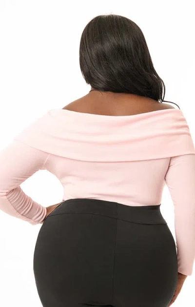 Unique Vintage Plus Size Fold Shoulder Long Sleeve Knit Top