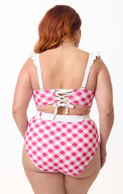 Unique Vintage Plus Size Ruffled Longline Southampton Swim Top