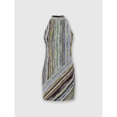 Missoni Striped Knit Halter Neckline Sleeveless Dress In Multi