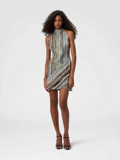 Missoni Striped Knit Halter Neckline Sleeveless Dress In Multi