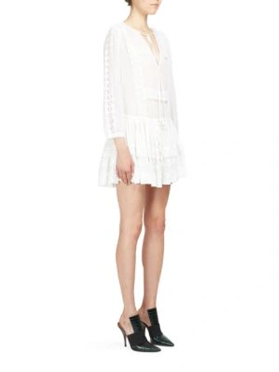 Shop Givenchy Drop-waist Cotton & Silk Voile Peasant Dress In White