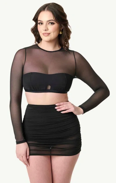 Unique Vintage Mesh Long Sleeve Swim Top