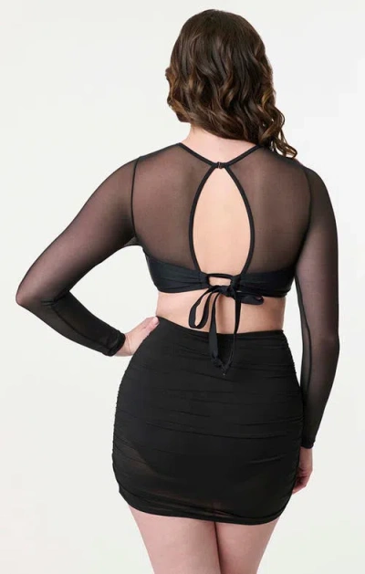 Unique Vintage Mesh Long Sleeve Swim Top