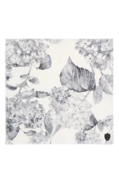 Clifton Wilson Grey & White Floral Linen Pocket Square