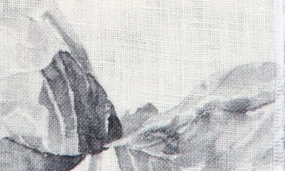 Clifton Wilson Grey & White Floral Linen Pocket Square
