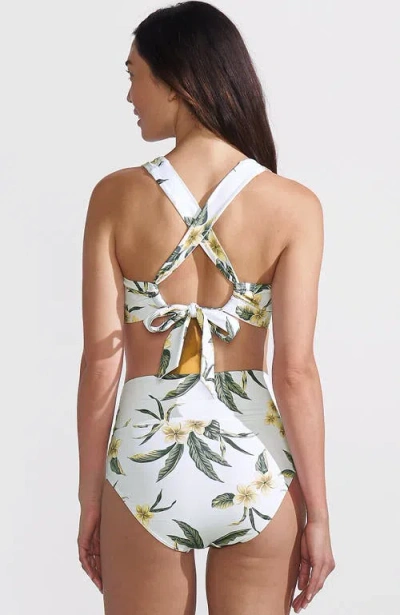 Lands' End Chlorine Resistant V-neck Midkini Swimsuit Top And High Leg High Waisted Bottoms 2 Piece