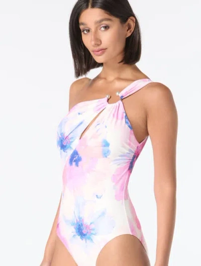 Carmen Marc Valvo Asymmetric One Shoulder One Piece