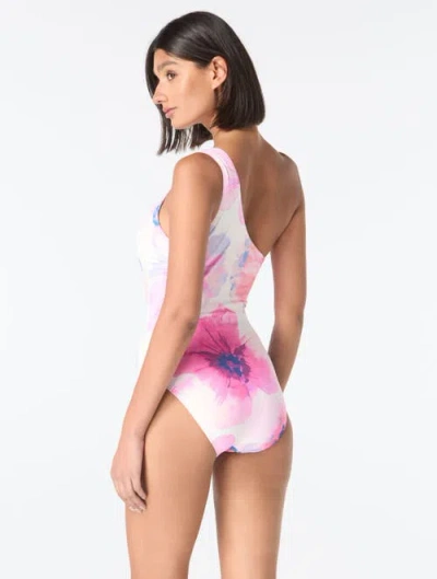 Carmen Marc Valvo Asymmetric One Shoulder One Piece