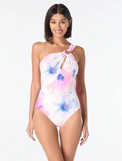 Carmen Marc Valvo Asymmetric One Shoulder One Piece