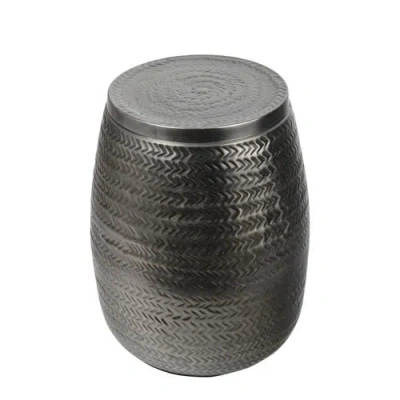 Happimess Jasper 15" Modern Rustic Arrow-hammered Metal Drum Storage Side Table With Lid