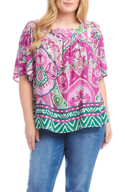 Karen Kane Plus Size Flare Sleeve Square Neck Top