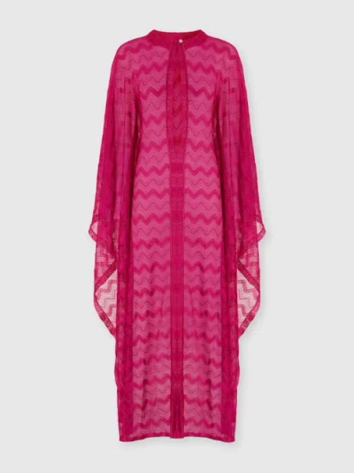 Missoni Long Cover-up Caftan In Zigzag Lamé Viscose