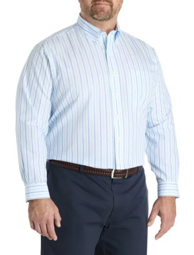 Brooks Brothers Big & Tall  Non-iron Striped Broadcloth Sport Shirt In Blue