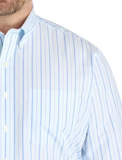 Brooks Brothers Big & Tall  Non-iron Striped Broadcloth Sport Shirt In Blue