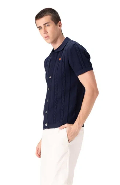 Members Only Jc Polo Cable-knit Sweater In Blue