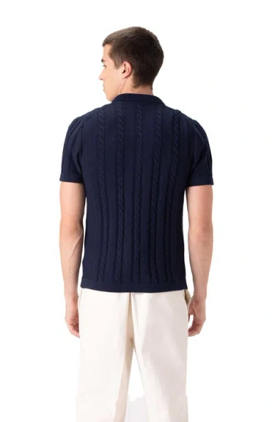 Members Only Jc Polo Cable-knit Sweater In Blue