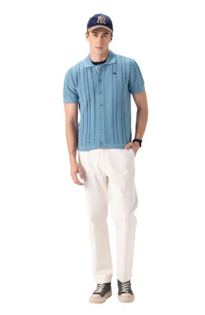 Members Only Jc Polo Cable-knit Sweater In Blue