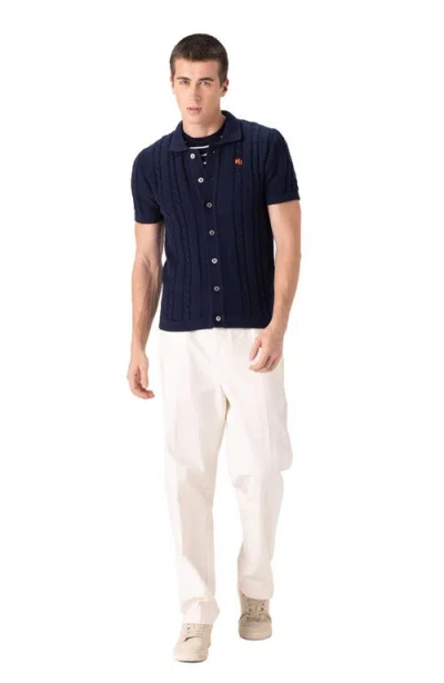Members Only Jc Polo Cable-knit Sweater In Blue