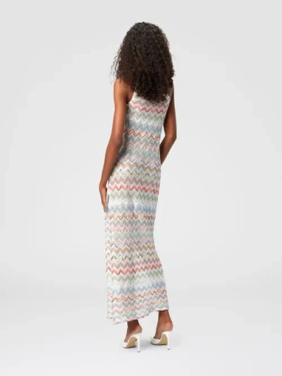 Missoni Long One-shoulder Dress With 3d Zig Zag Lamé