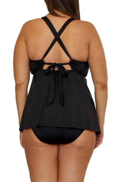 Becca Etc Plus Size Marble Canyon High Waist Bikini Bottoms In Black