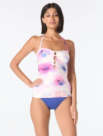 Carmen Marc Valvo Shirred Bandeau Tankini Top
