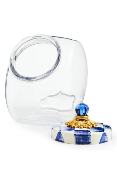 Mackenzie-childs Glass Cookie Jar With Royal Check Lid