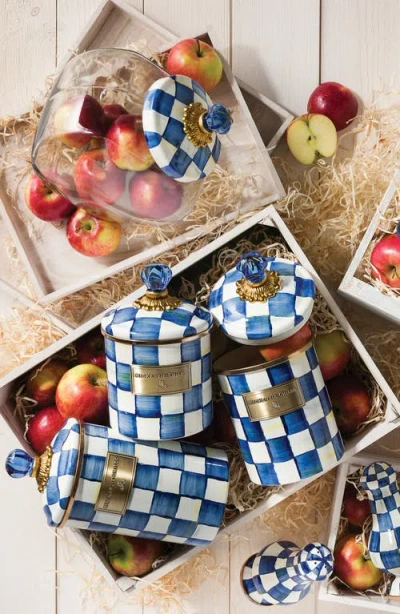 Mackenzie-childs Glass Cookie Jar With Royal Check Lid