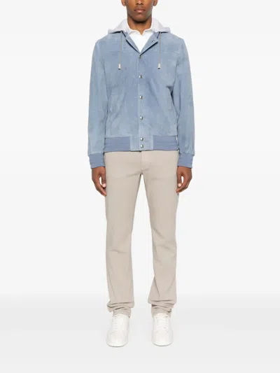 Eleventy Leather Bomber Jacket