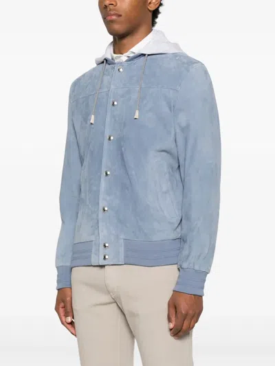 Eleventy Leather Bomber Jacket