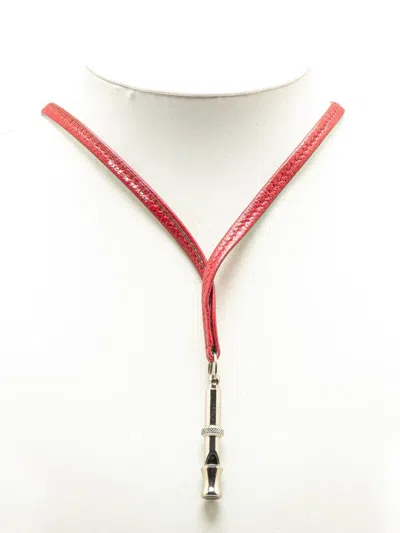 Pre-owned Hermes 20th Century Leather Ultrasonic Dog Whistle Necklace Costume Necklace