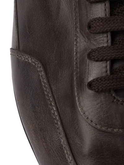 Prada Collapse Leather Sneakers In Black