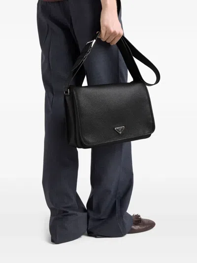 Prada Textured Leather Messenger Bag