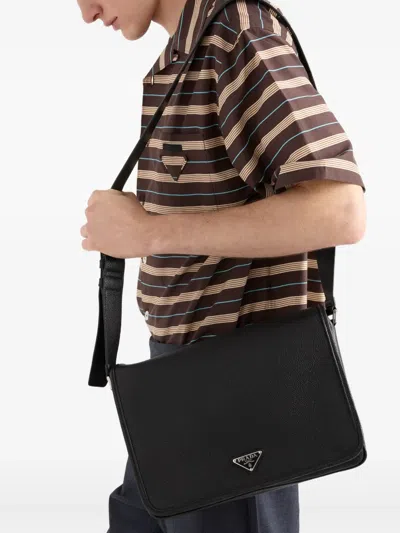 Prada Textured Leather Messenger Bag
