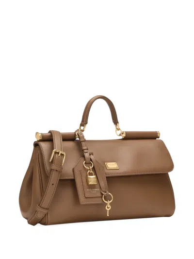 Dolce & Gabbana Handbag Soft Leather Padlock Detail In Neutral