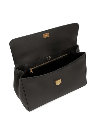 Dolce & Gabbana Black Handbag With Padlock Detail And Adjustable And Removable Shoulder Strap In Leather Woman