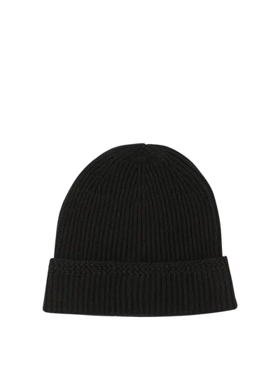 Tom Ford Mens Black Logo-patch Ribbed Cashmere-knit Beanie Hat In Black