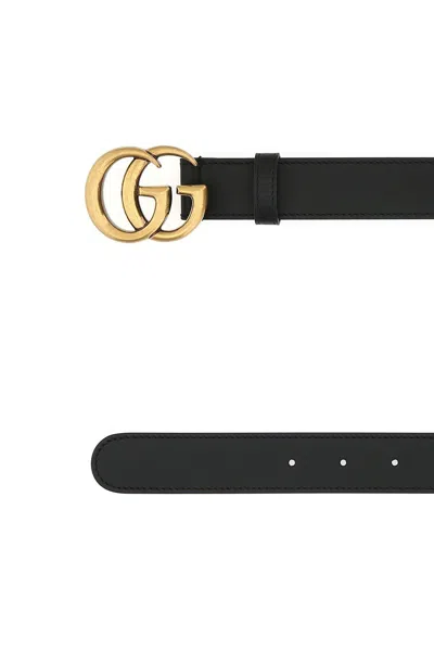 Gucci Black Reversible Belt With Buckle With Double G Logo In Leather Man In Black