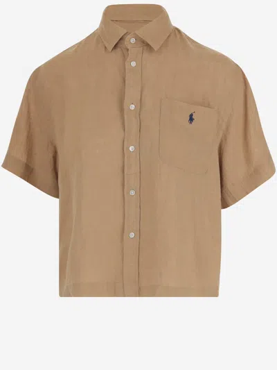 POLO RALPH LAUREN EMBROIDERED LINEN SHIRT 