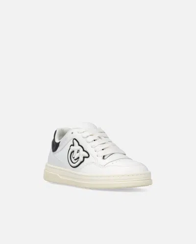 Pinko Chaussures De Tennis En Cuir Avec Logo Noir Et Blanc