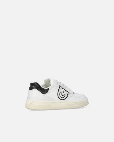 Pinko Chaussures De Tennis En Cuir Avec Logo Noir Et Blanc