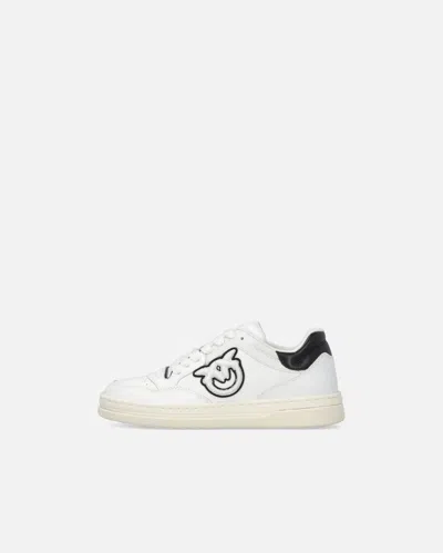 Pinko Chaussures De Tennis En Cuir Avec Logo Noir Et Blanc