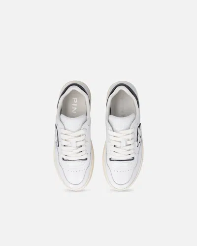 Pinko Chaussures De Tennis En Cuir Avec Logo Noir Et Blanc