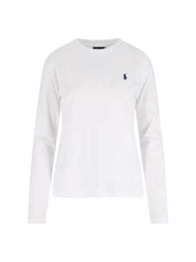 Polo Ralph Lauren Embroidered-logo Long-sleeved T-shirt In White
