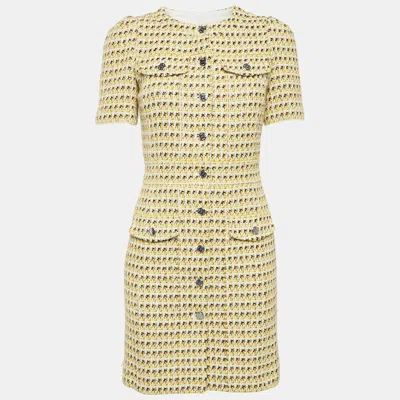 Pre-owned Maje Yellow Tweed Mini Dress S