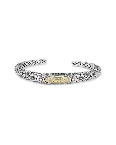 Samuel B. 18k & Silver Hammered Floral Bangle Bracelet