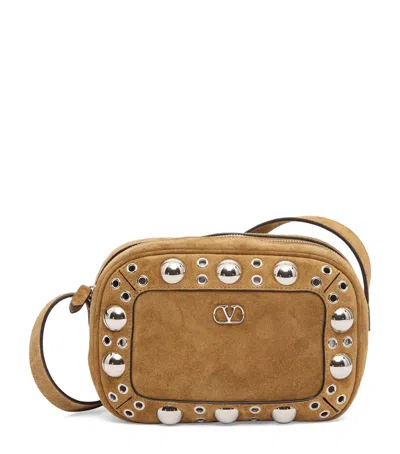 Valentino Nellcote Suede Crossbody In Neutral