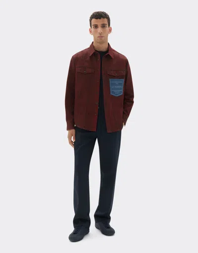 Ferrari Reconditioned By  Cotton Overshirt Jacket In Burgundy