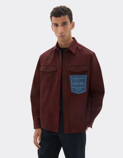 Ferrari Reconditioned By  Cotton Overshirt Jacket In Burgundy