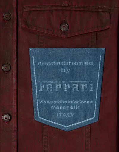 Ferrari Reconditioned By  Cotton Overshirt Jacket In Burgundy